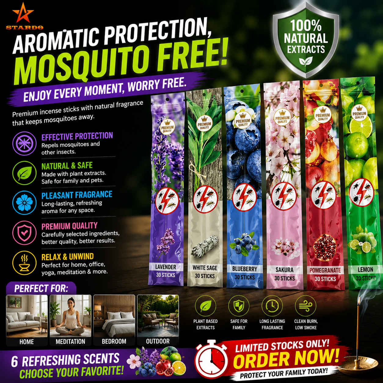 GUIWANG Scented Mosquito Repellent Incense Stick