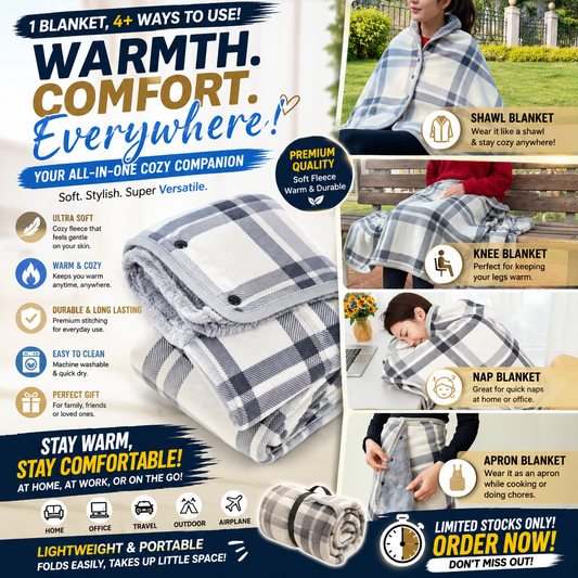 Wearable Plaid Fleece Blanket