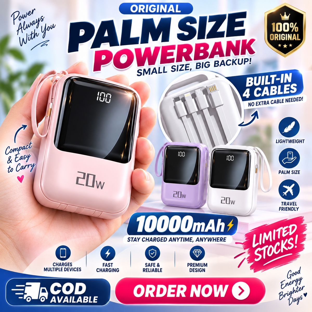 ORIGINAL PORTABLE POWERBANK PALM SIZE