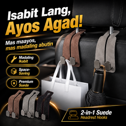 2-in-1 Suede Car Seat Headrest Hooks