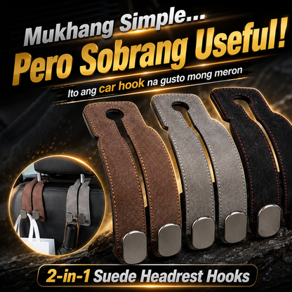 2-in-1 Suede Car Seat Headrest Hooks
