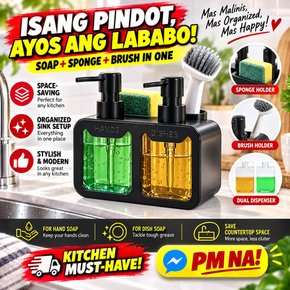 Dual Soap Dispenser with Sponge and Brush Holder