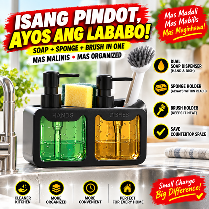 Dual Soap Dispenser with Sponge and Brush Holder