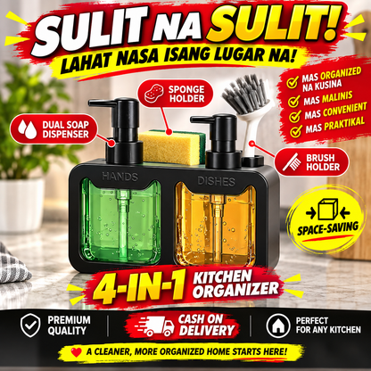 Dual Soap Dispenser with Sponge and Brush Holder