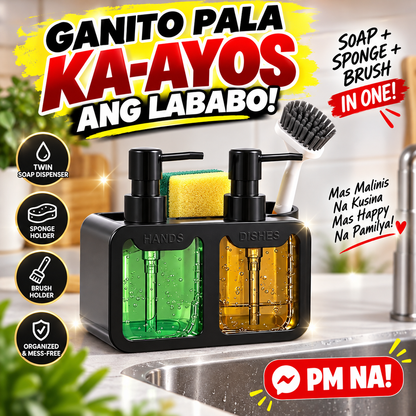Dual Soap Dispenser with Sponge and Brush Holder