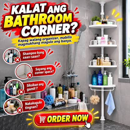 Adjustable 4-Tier Telescopic Bathroom Corner Shelf