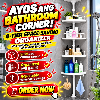 Adjustable 4-Tier Telescopic Bathroom Corner Shelf