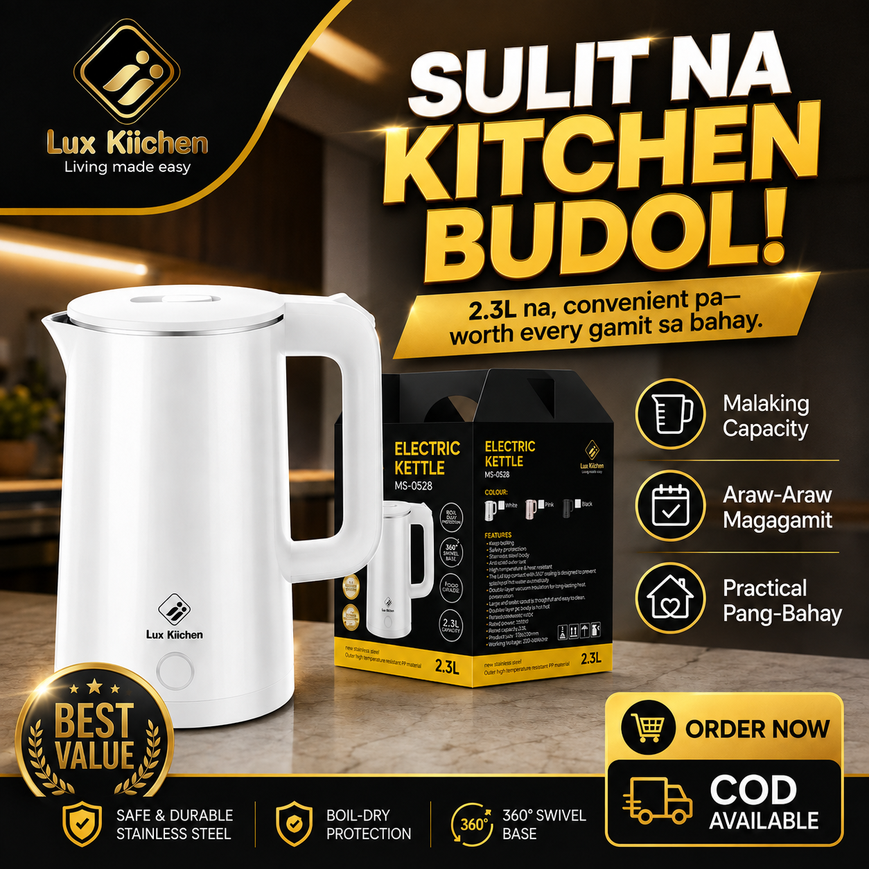 Lux Kiichen Electric Kettle 2.3L