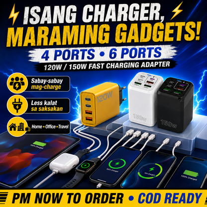 ⚡ 120W / 150W Fast Charging Adapter - 4 Ports & 6 Ports