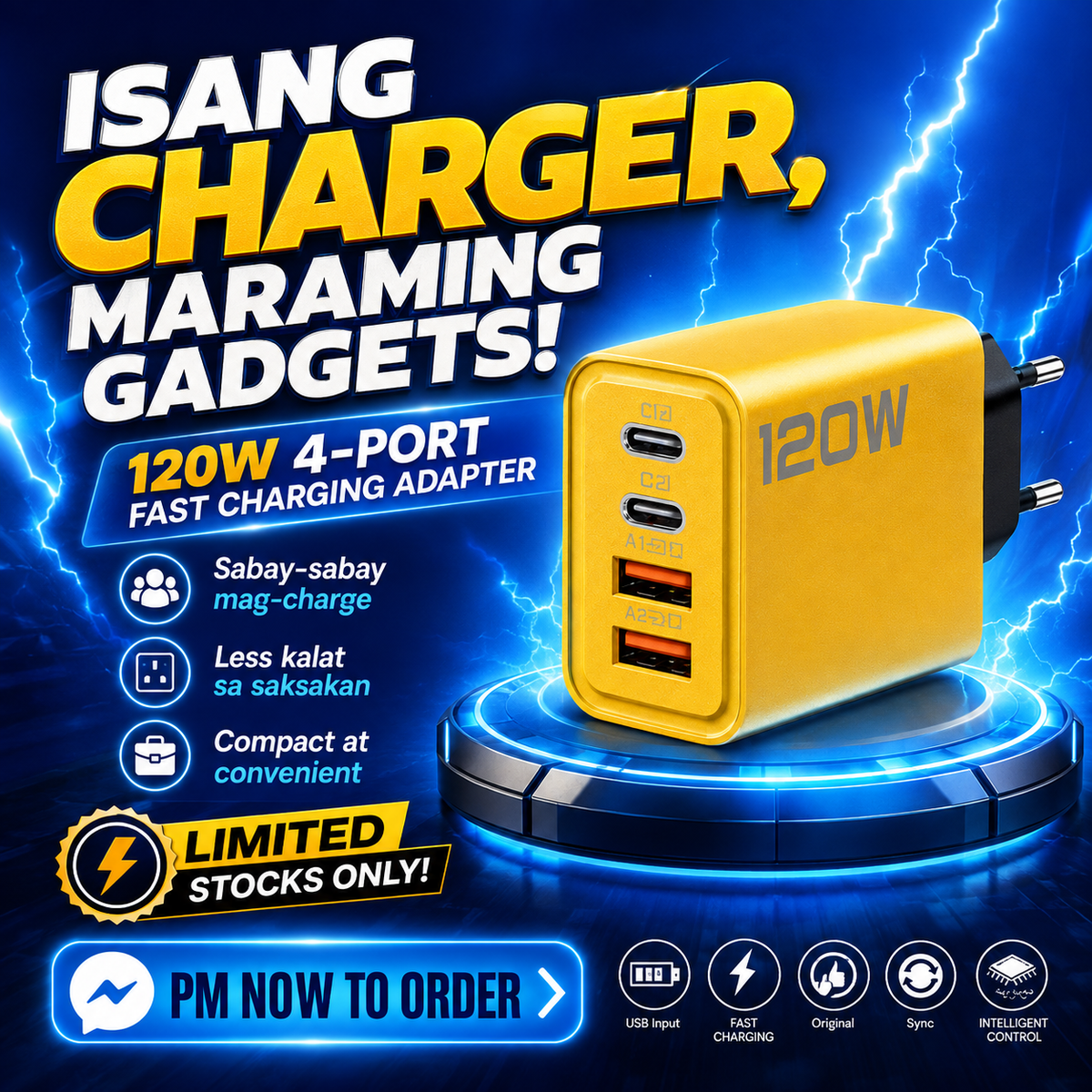 ⚡ 120W / 150W Fast Charging Adapter - 4 Ports & 6 Ports