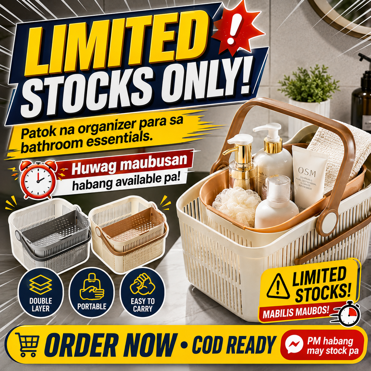 Double Layer Portable Shower Caddy