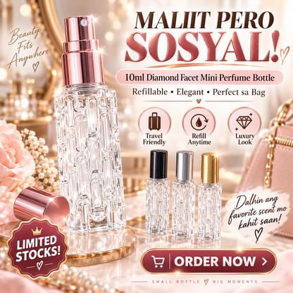 10ml Diamond Facet Mini Perfume Refillable Glass Bottle