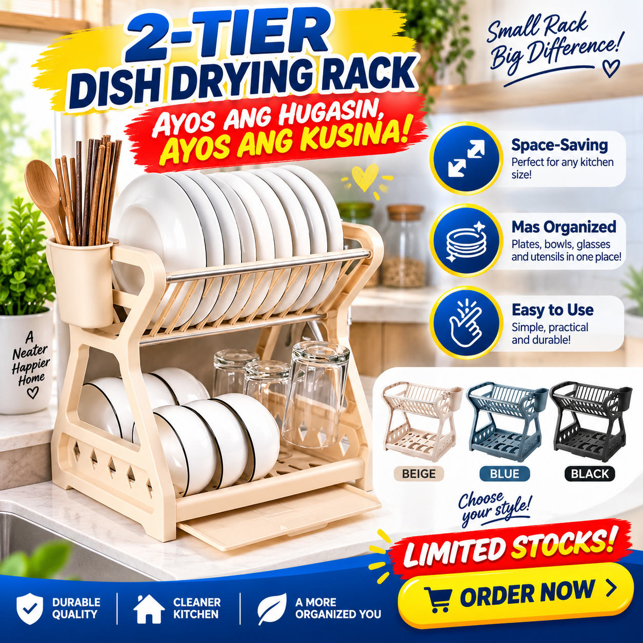 2-Tier Kitchen Dish Drying Rack