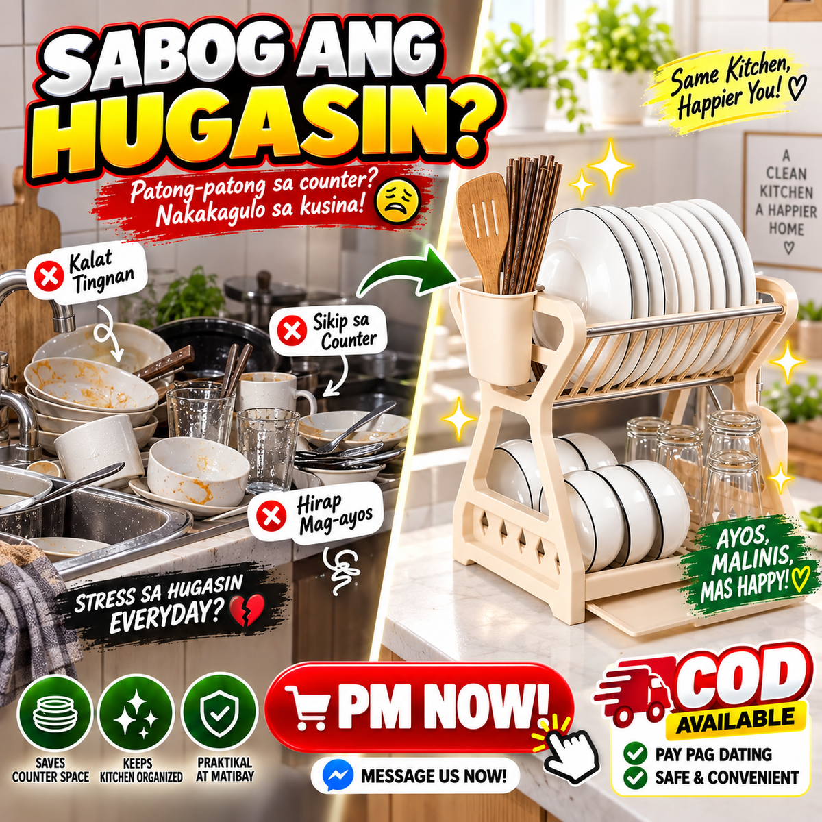 2-Tier Kitchen Dish Drying Rack