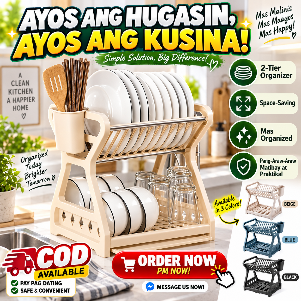 2-Tier Kitchen Dish Drying Rack