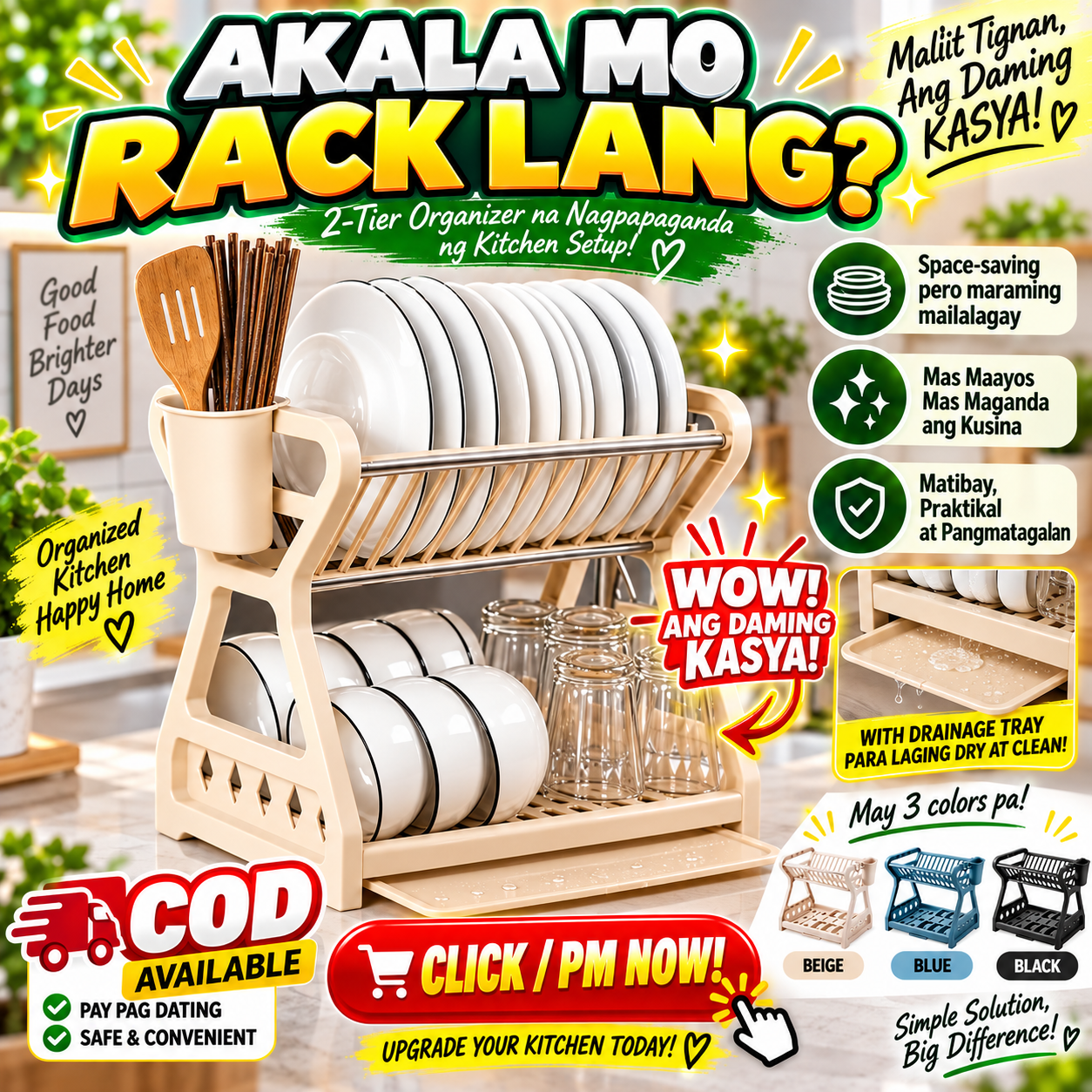 2-Tier Kitchen Dish Drying Rack