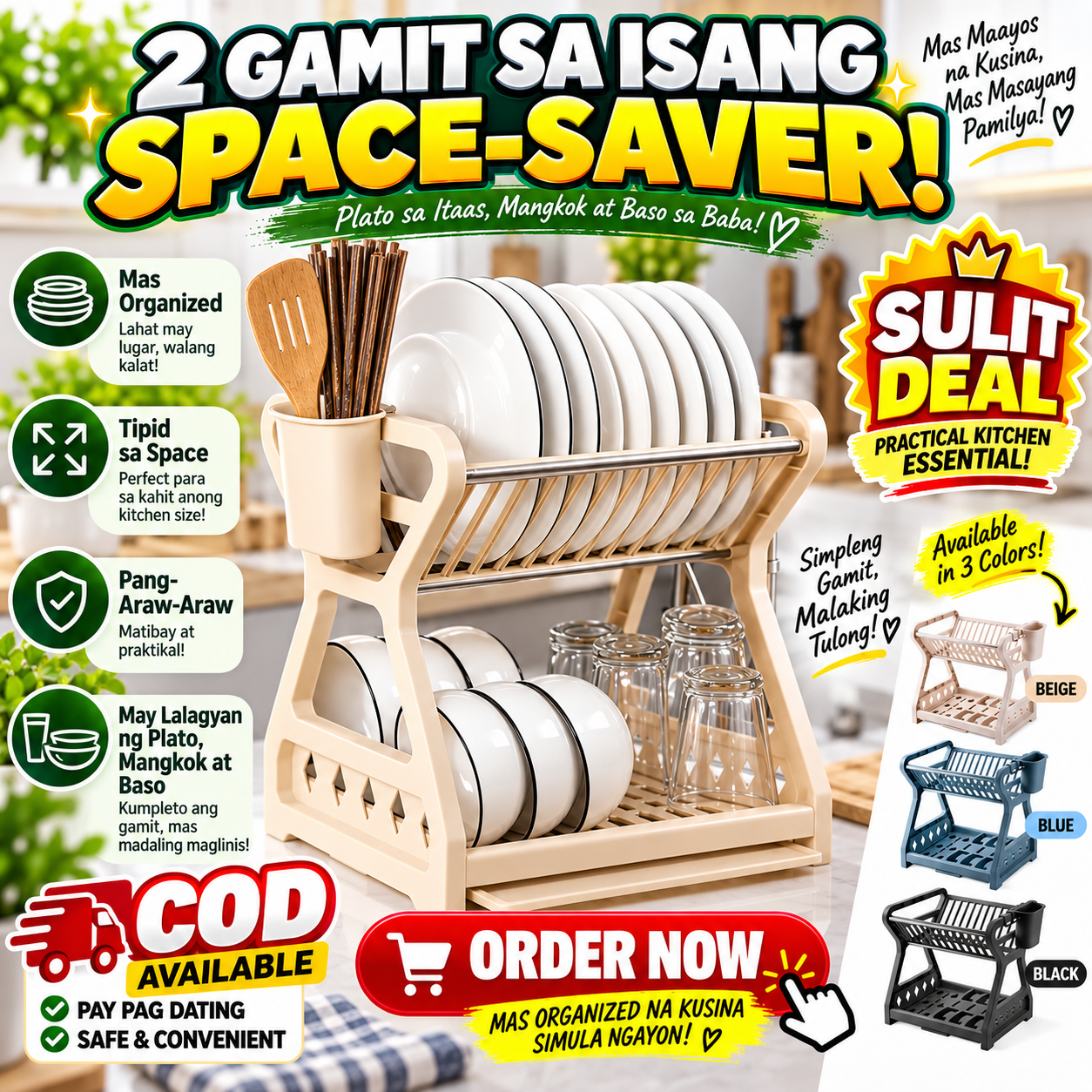 2-Tier Kitchen Dish Drying Rack