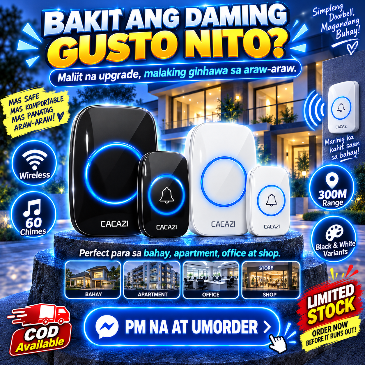 CACAZI Smart Wireless Doorbell