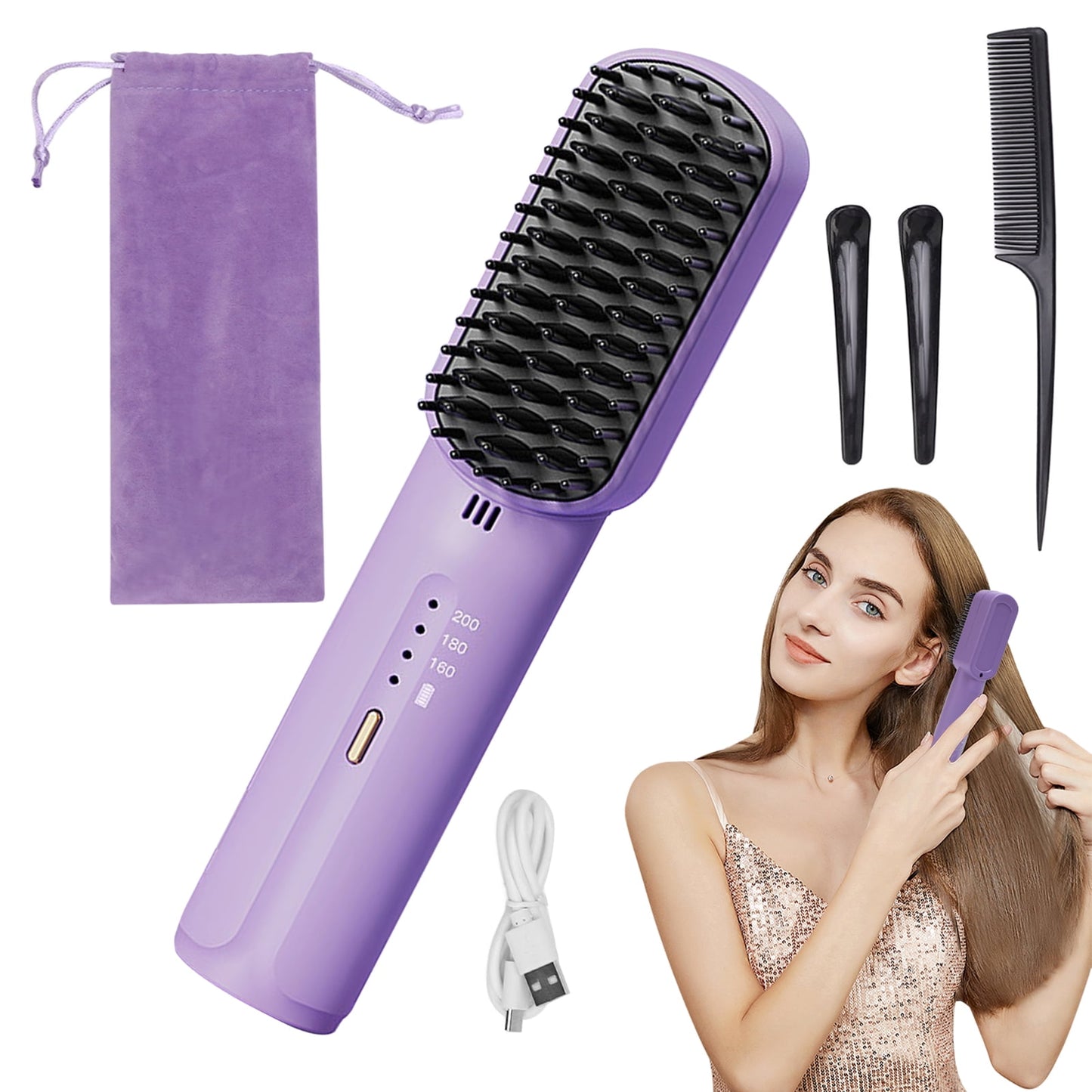 Cordless Hair Straightener Brush