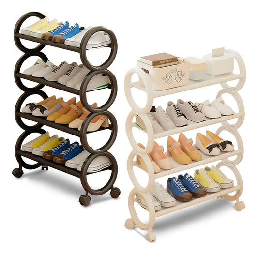 4-Tier Modern Shoe Rack with Wheels