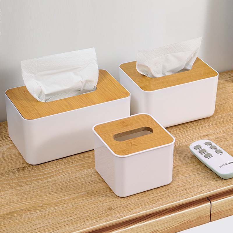 Minimalist Tissue Holder with Bamboo Lid