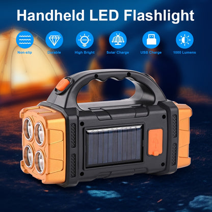 USB Rechargeable Solar LED Flashlight with 4 Lighting Modes