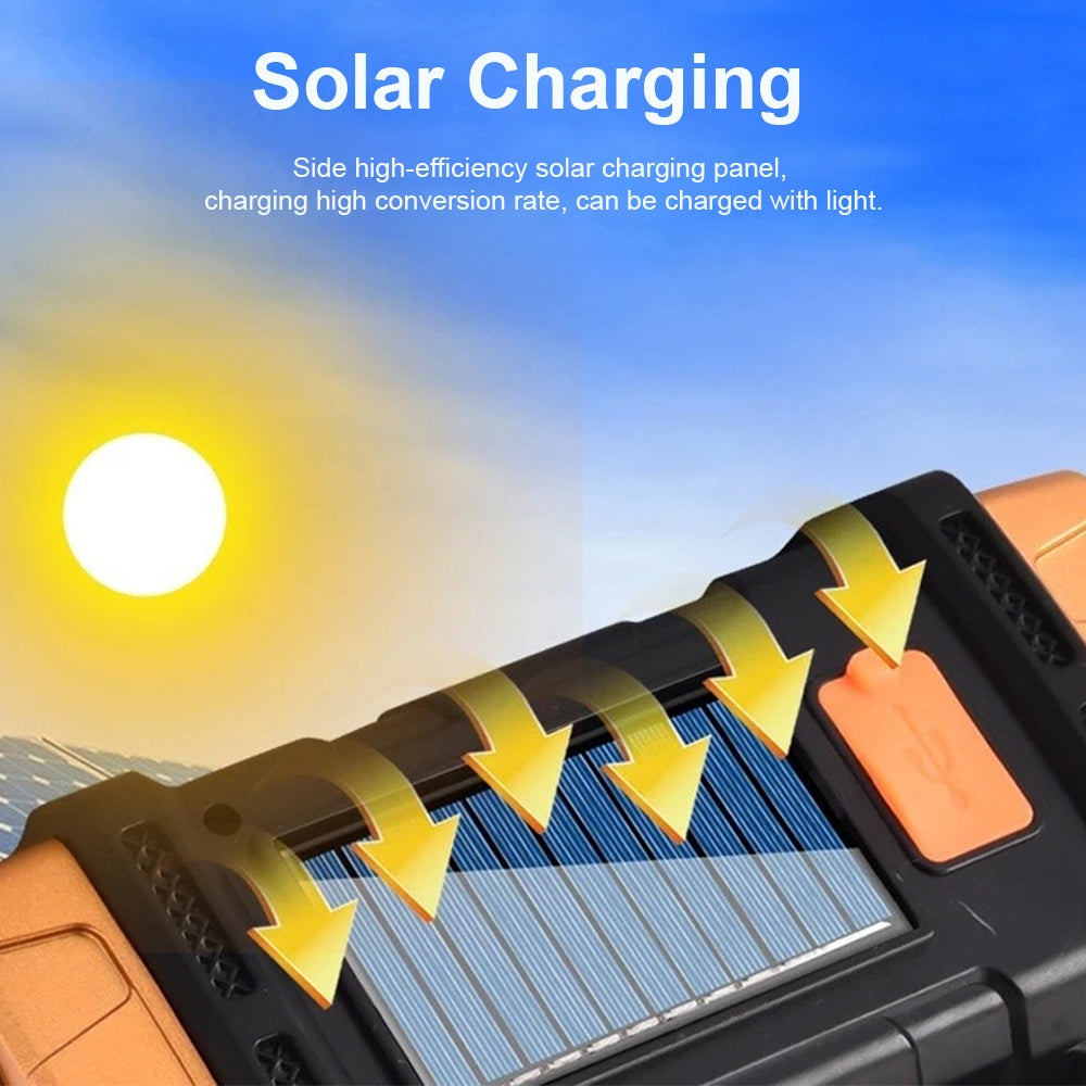 USB Rechargeable Solar LED Flashlight with 4 Lighting Modes
