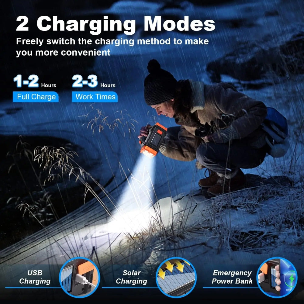 USB Rechargeable Solar LED Flashlight with 4 Lighting Modes