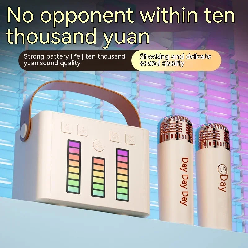 Mini Portable Speaker Bluetooth with Double Microphone and RGB Music Rhythm Light
