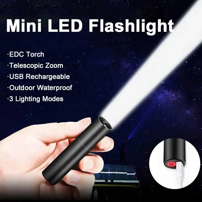 Rechargeable Mini Telescopic Zoom Flashlight