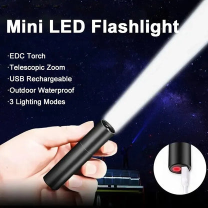 Rechargeable Mini Telescopic Zoom Flashlight