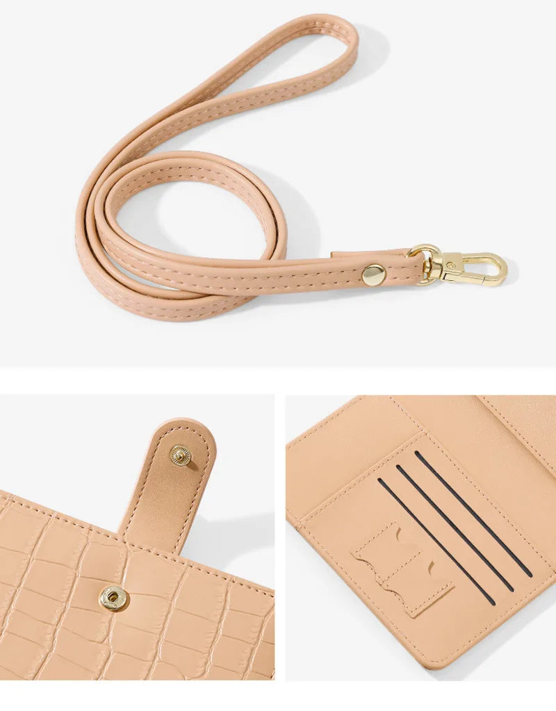 Leather Passport Holder with Neck Lanyard