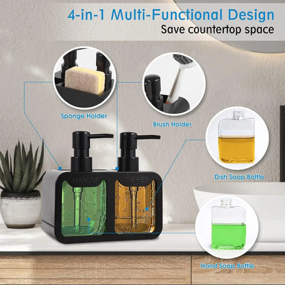 Dual Soap Dispenser with Sponge and Brush Holder