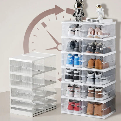 6 Layers Foldable Stackable Shoe Box Rack