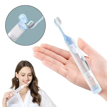 Portable Folding Toothbrush with Built-in Refillable Toothpaste Tube Set