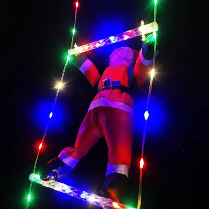 Christmas Decorations LED Ladder Lights with Climbing Santa Claus