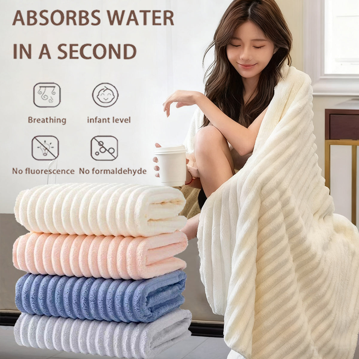 Thickened Soft Coral Fleece Bath Towel