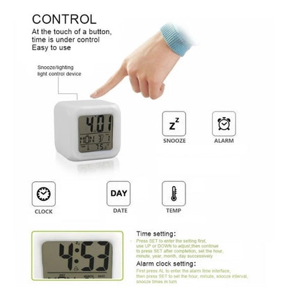 7-Color Glowing LED Digital Alarm Clock