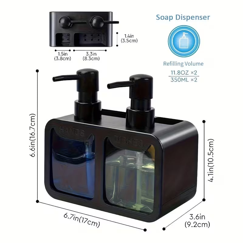 Dual Soap Dispenser with Sponge and Brush Holder