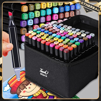 80pcs Dual Tip Alcohol Marker