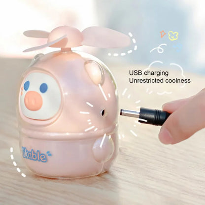 Usb Rechargeable Mini Cartoon Fan with Soft Blade