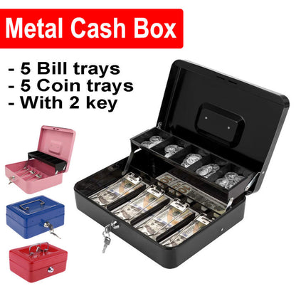 Metal Cash Box with Key – Secure Money Storage
