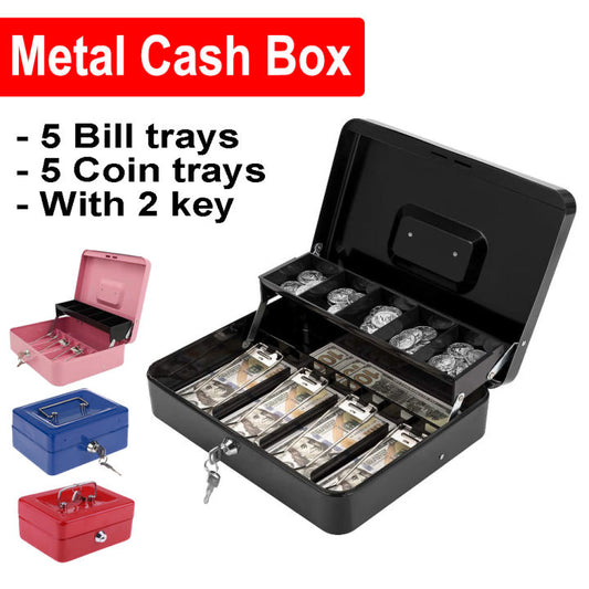 Metal Cash Box with Key – Secure Money Storage