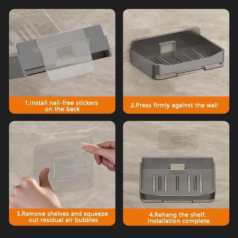 Wall-Mounted Soap Dish with Drain