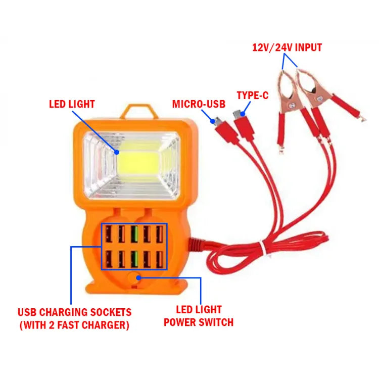 13-in-1 Clamp DC Charger + LED Light