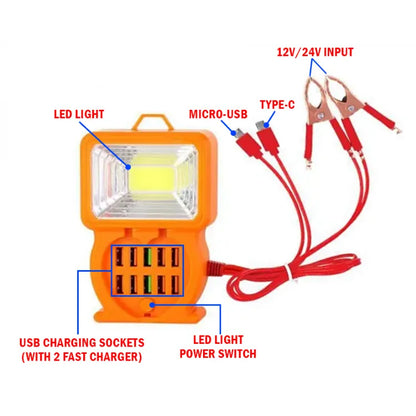 13-in-1 Clamp DC Charger + LED Light