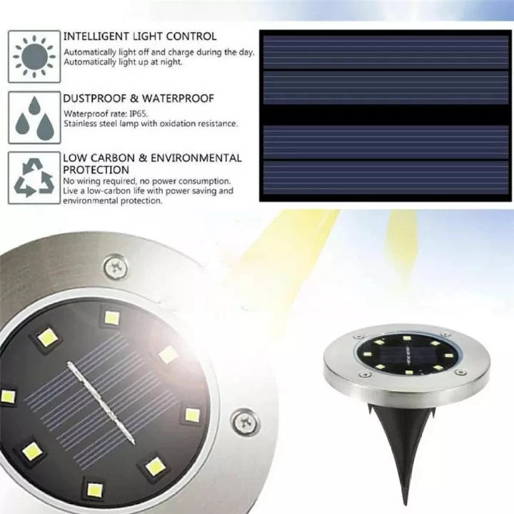 4PCS Solar 8 LED Ground Light