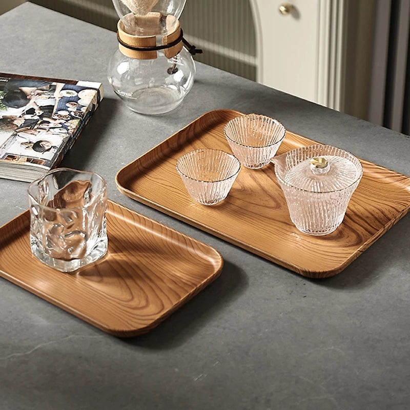Wood Grain Plastic Tray