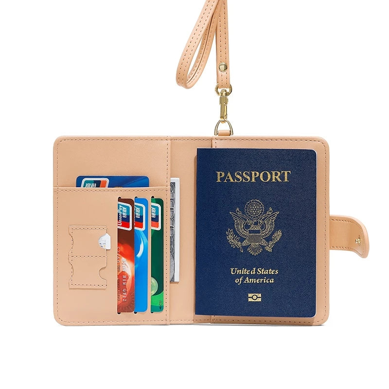 Leather Passport Holder with Neck Lanyard