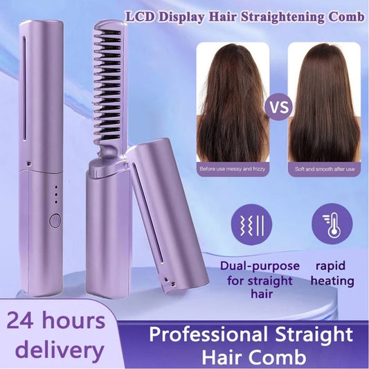 Wireless Electric Rechargeable Hair Straightening Comb